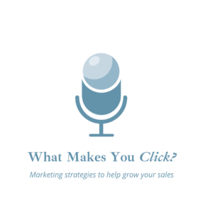 Image of pearl-capped microphone captioned "what makes you click? Marketing strategies to help grow your sales." 